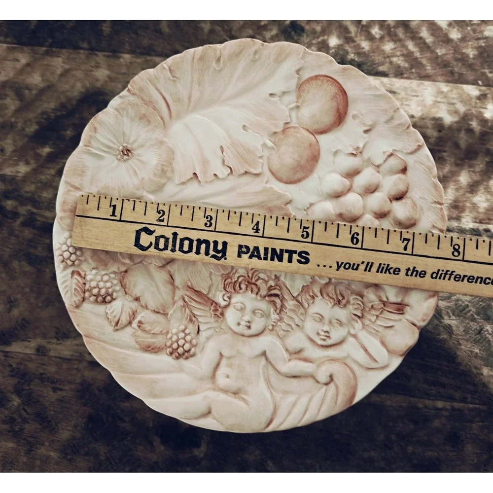 Horchow Cherub Pink and‎ White Decorative Ceramic Plates Set Of 8 EUC